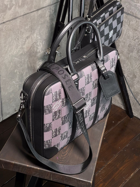 Мужской портфель Louis Vuitton мужской кожа черный 52093-5