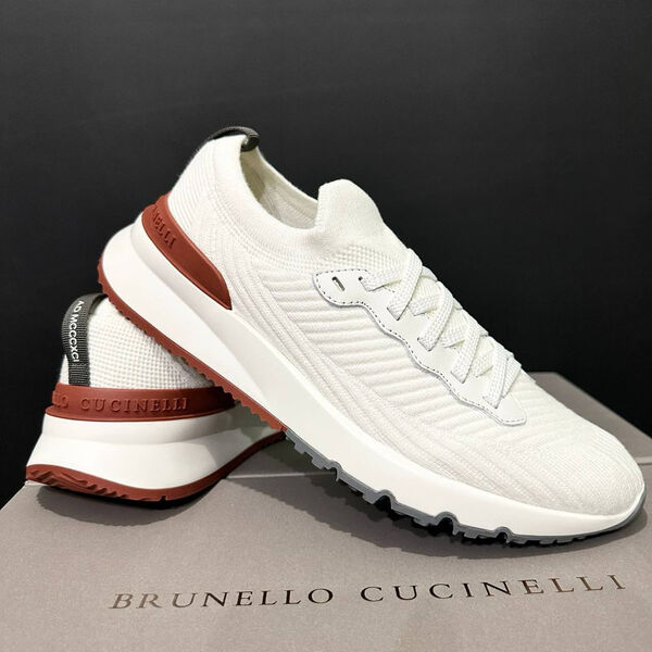 Мужские кроссовки Brunello Cucinelli мужской текстиль белый 146644-4