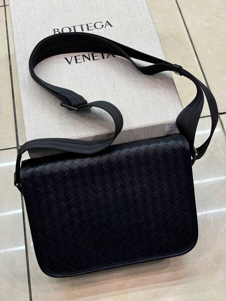 Мужская сумка мессенджер Bottega Veneta мужской кожа черный 170727-2