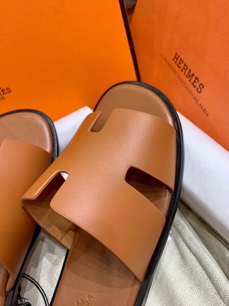 Мужские шлёпанцы Hermes Izmir мужской кожа коричневый c6333656-1-8