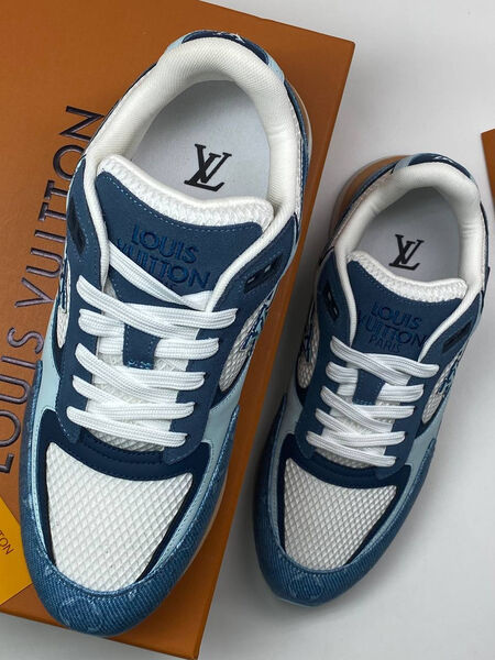 Мужские кроссовки Louis Vuitton мужской кожа бирюзовый 161554-4