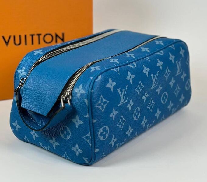 Несессер косметичка Louis Vuitton женский кожа,канва голубой 152401