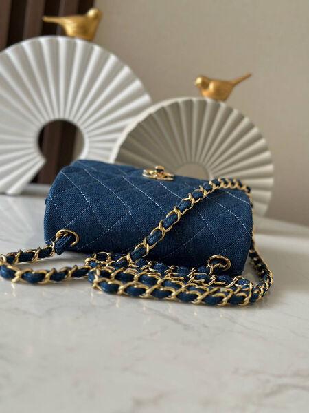 Сумка Chanel женский джинса синий 195089-2