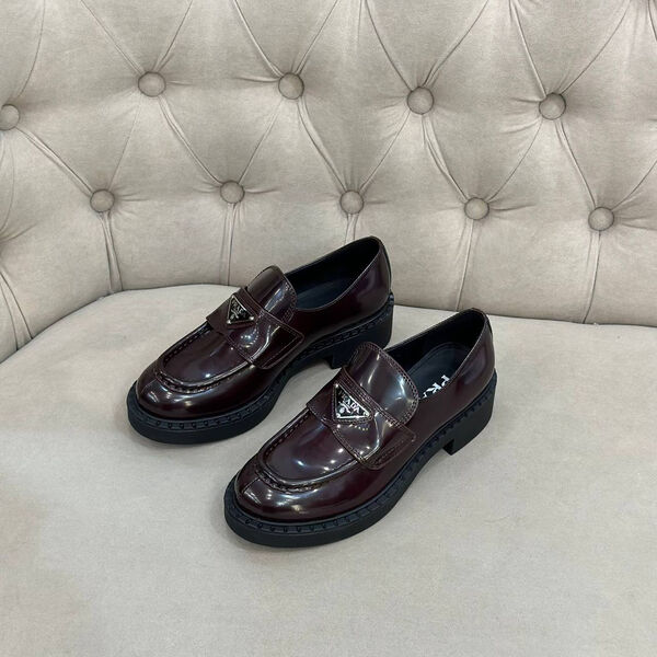 Лоферы Prada женский кожа бордовый 130272-2