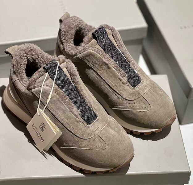 Кроссовки Brunello Cucinelli женский замша бежевый 166405