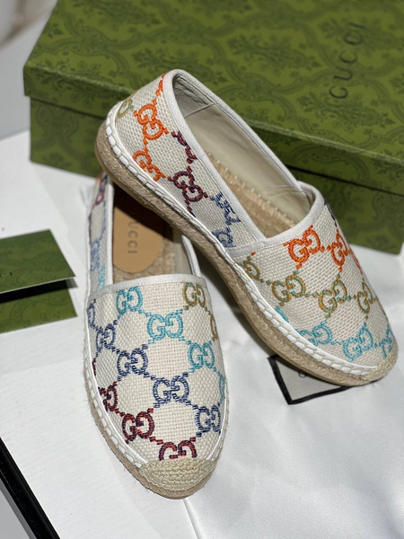 Эспадрильи Gucci женский текстиль бежевый 91376-9