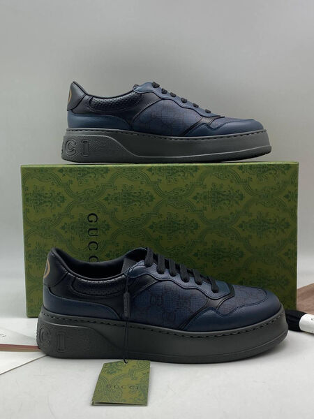 Мужские кеды Gucci мужской кожа синий 131272-4
