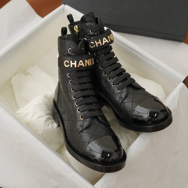 Ботинки Chanel женский кожа черный 125684-5