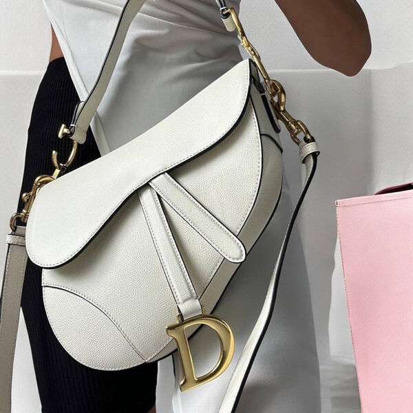 Сумка Christian Dior Saddle женский кожа белый 168513-2