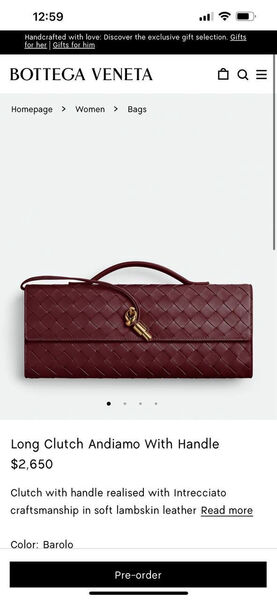 Клатч Bottega Veneta женский кожа бордовый 138066-2