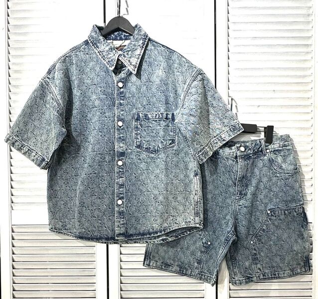 Мужской костюм Louis Vuitton мужской джинса бирюзовый 185403