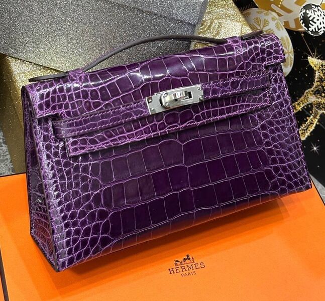 Сумка Hermèskelly 20 Pochetta женский кожа фиолетовый 138907
