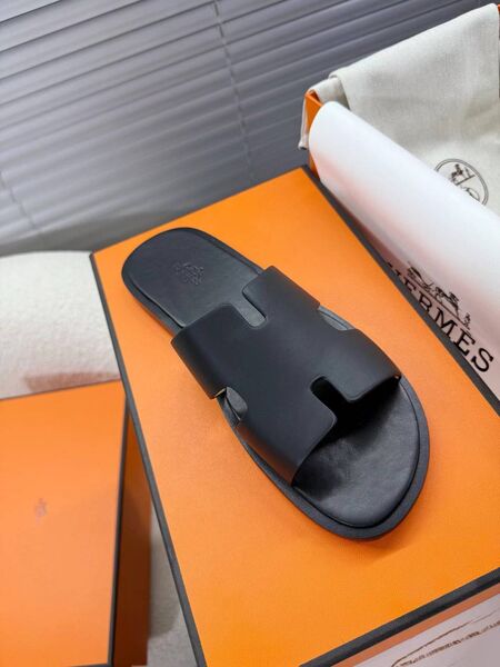 Мужские шлёпанцы Hermes Izmir мужской кожа черный m5113226-1-5