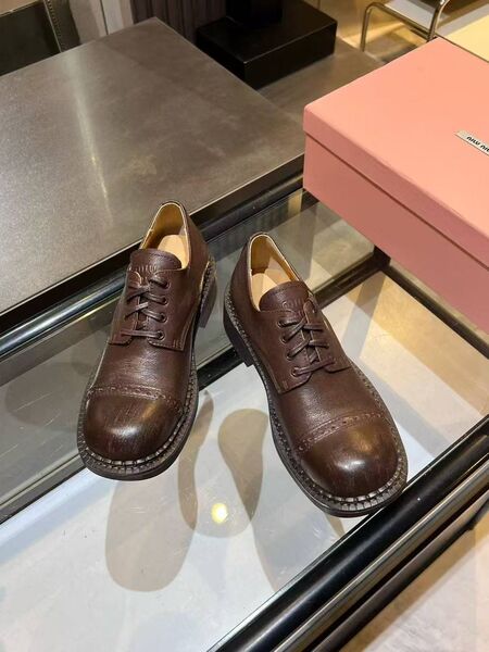 Женские дерби Miu Miu женский кожа коричневый h2150273-1-3