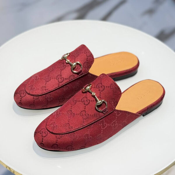 Сабо Gucci женский текстиль бордовый 185109-2