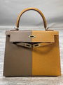 Сумка Hermèskelly 25 ручная работа женский кожа горчичный 75629-6
