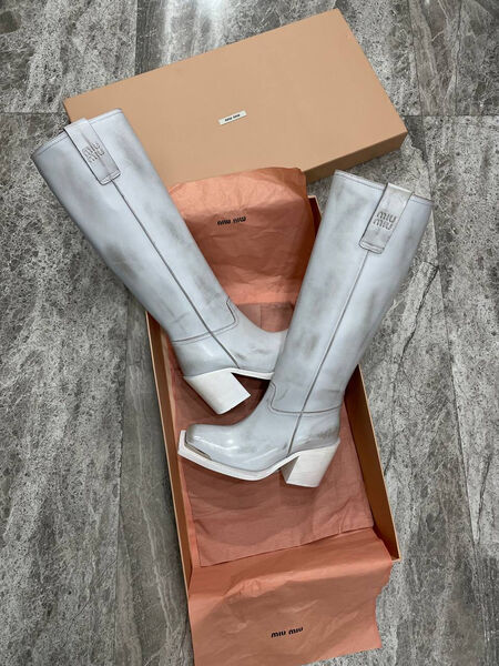 Сапоги Miu Miu женский кожа графитовый 127044-8