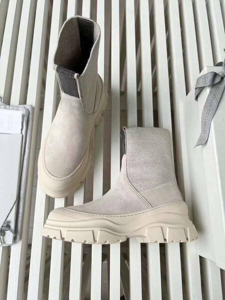 Ботинки Brunello Cucinelli женский текстиль бежевый 129428-2