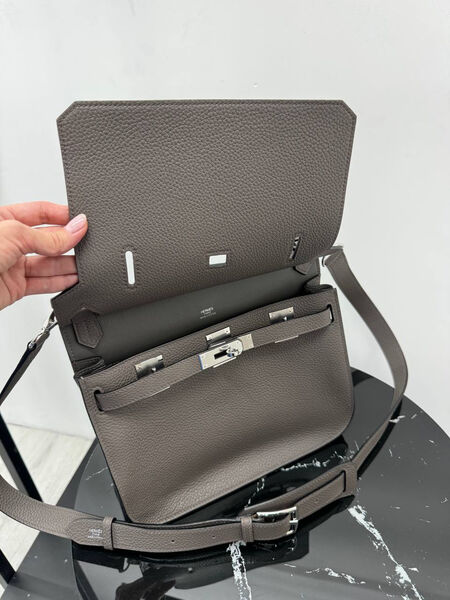 Мужская сумка мессенджер Hermès мужской кожа графитовый 190650