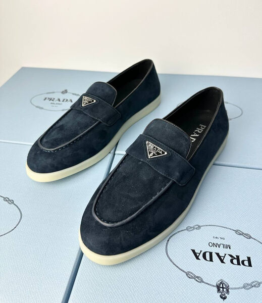 Мужские лоферы Prada мужской замша синий 185102-2