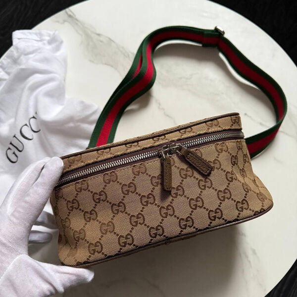 Мужская сумка мессенджер Gucci мужской текстиль бежевый 190574-3