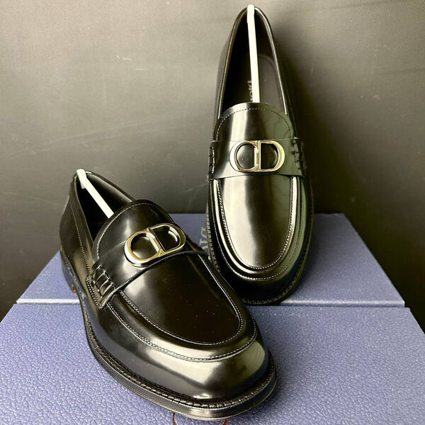 Мужские лоферы Christian Dior мужской кожа черный 145401-9