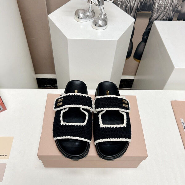 Шлепки Miu Miu женский текстиль черный 154068-2