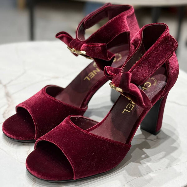 Босоножки Dolce & Gabbana женский велюр бордовый 172737-2