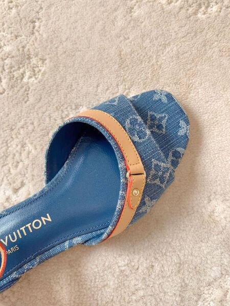 Босоножки Louis Vuitton женский джинса синий 155907-5
