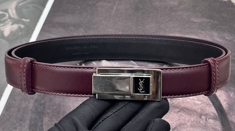 Женский ремень Saint Laurent женский кожа бордовый 174817
