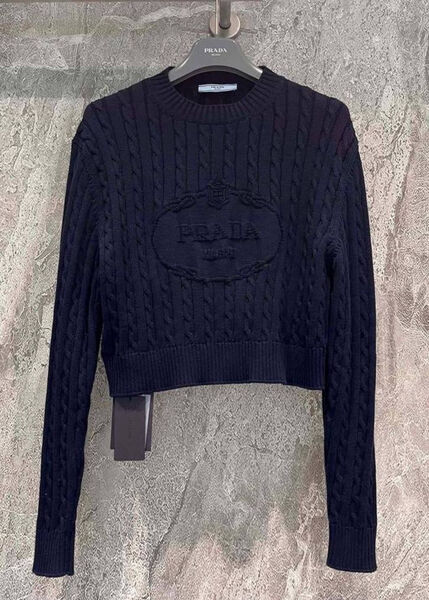 Свитер Prada женский вязаная ткань синий 201928-2