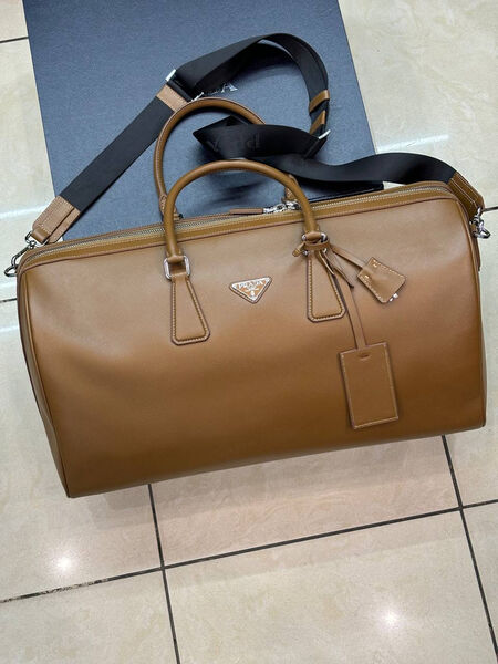 Дорожная сумка Prada мужской кожа горчичный 19283-6