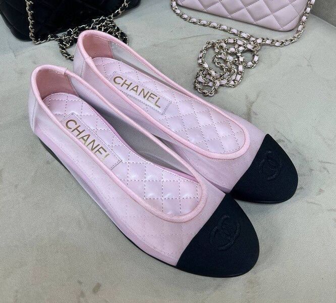 Балетки Chanel женский текстиль розовый 191180