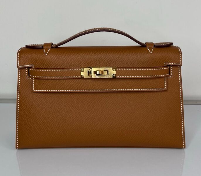 Сумка Hermèskelly 20 Pochette женский кожа бежевый 138064
