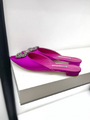 Мюли Manolo Blahnik женский сатин бордовый 55012-3