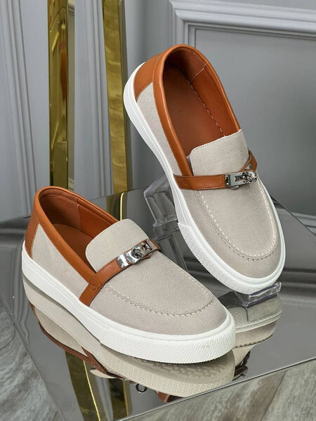 Лоферы Hermès женский текстиль графитовый 115067-3