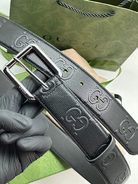 Мужской ремень Gucci мужской кожа черный 121795-5