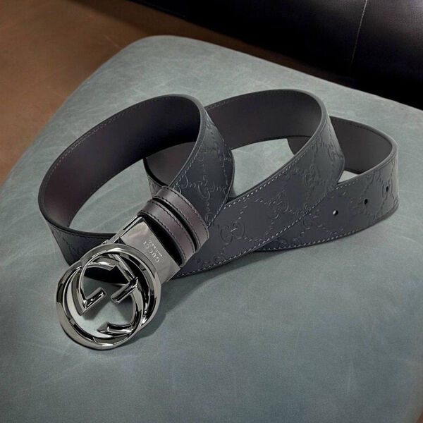Мужской ремень двухсторонний Gucci мужской кожа черный 151639-3