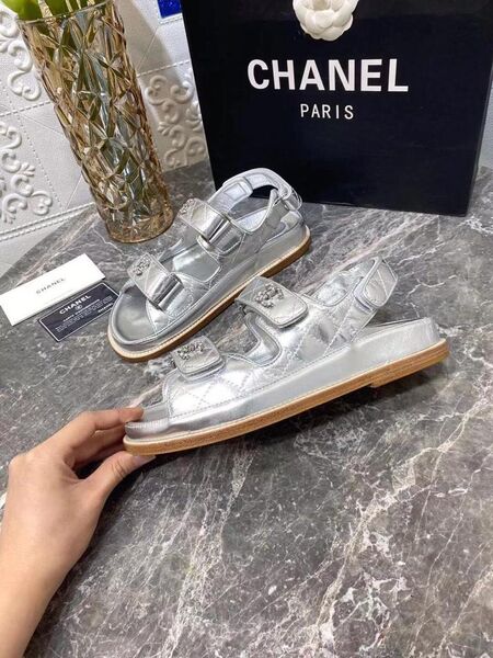 Босоножки Chanel женский кожа графитовый 3825-7