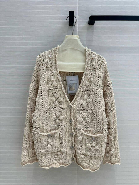 Кардиган Chanel женский вязаная ткань бежевый 172399-3