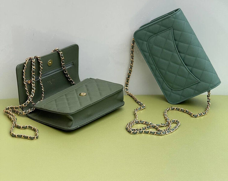 Сумка Chanel Mini женский кожа болотный 187545-2