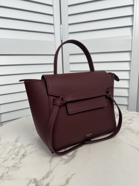 Сумка Celine Belt Nano женский кожа бордовый 141852-2