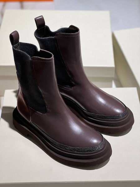 Ботинки Brunello Cucinelli женский кожа бордовый 164870-2