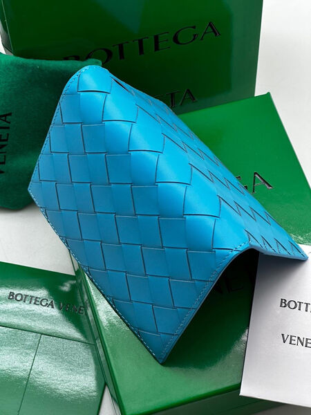 Мужская обложка на паспорт Bottega Veneta мужской кожа бирюзовый 115717-6