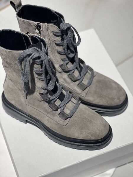 Ботинки Brunello Cucinelli женский замша графитовый 97458-5