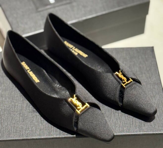 Туфли Saint Laurent женский текстиль черный 180448