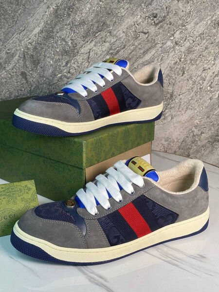 Мужские кроссовки Gucci мужской текстиль графитовый 162462-9