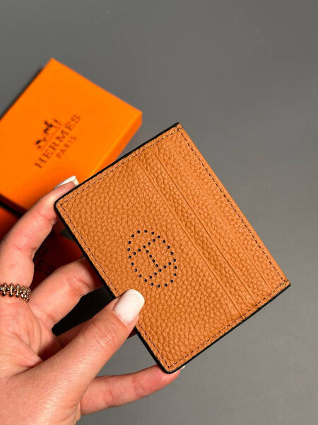 Картхолдер Hermès мужской кожа бежевый 154035-3
