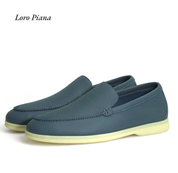 Мужские лоферы Loro Piana мужской кожа бирюзовый 146479-3