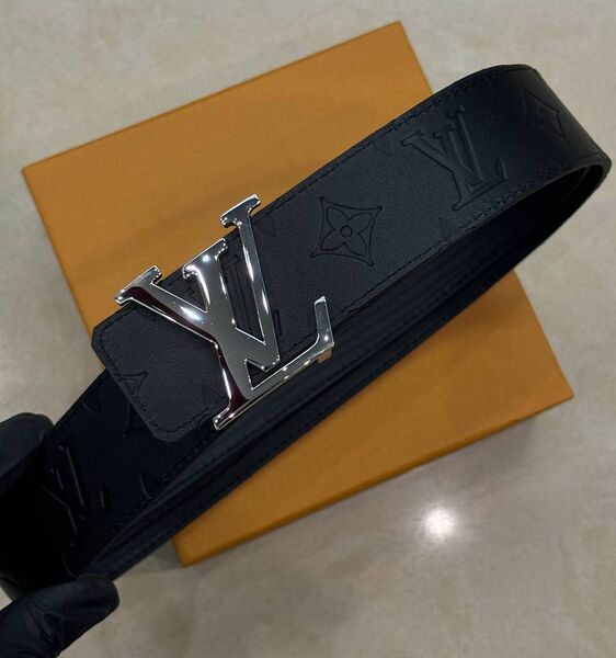 Мужской ремень двухсторонний Louis Vuitton мужской кожа черный 176105